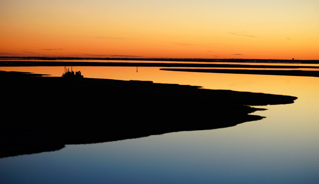 Peaceful winter sunset.