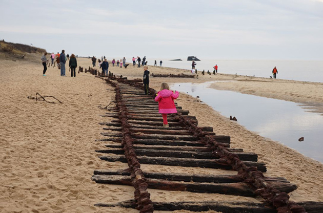Railroad tracks on the beach.